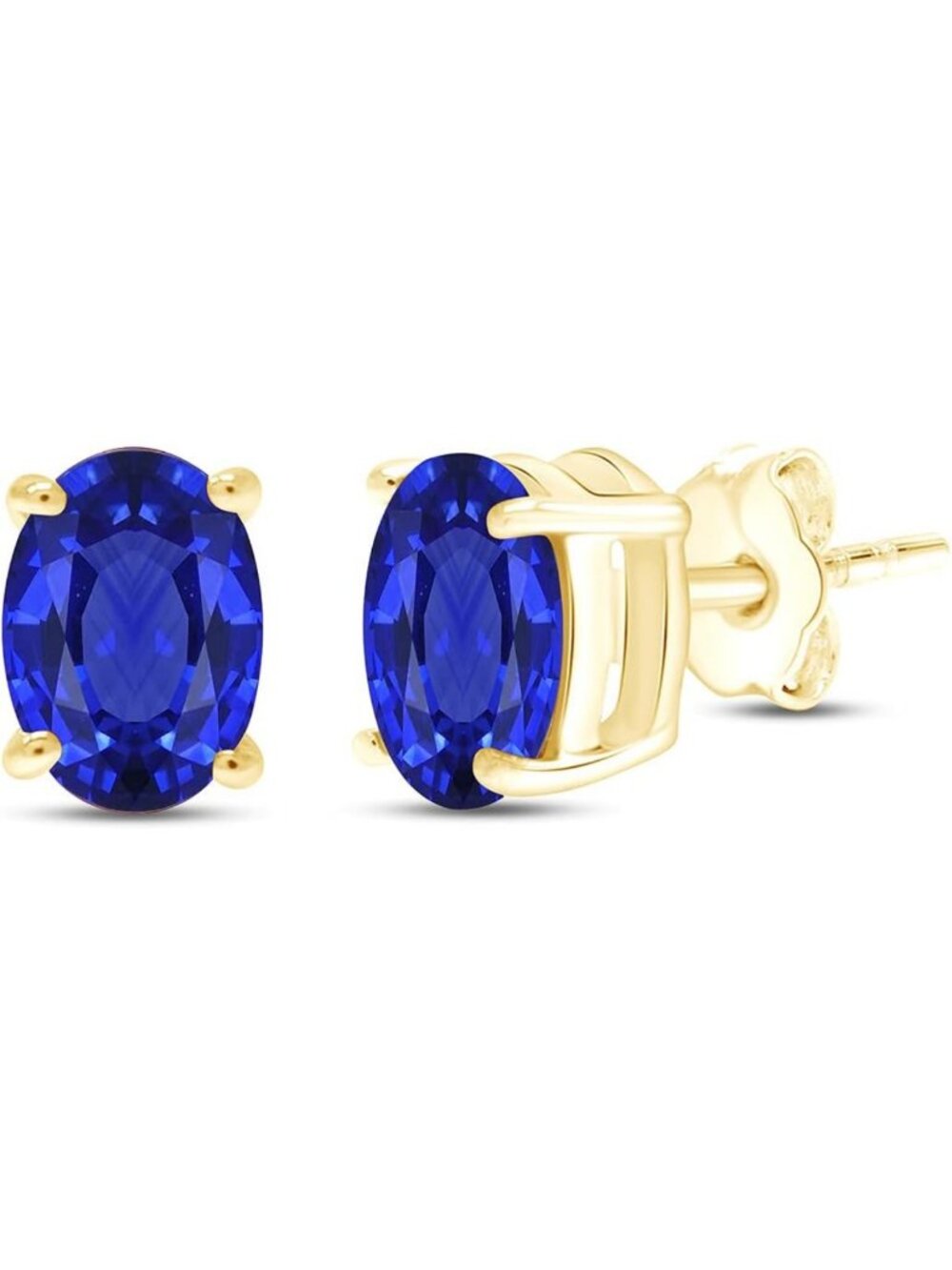 Elegant Birthstone Solitaire Stud Earrings for Women | 8x6mm Oval Gemstone